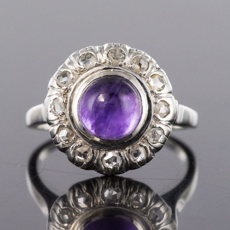 Bague Améthyste Diamants Ancienne