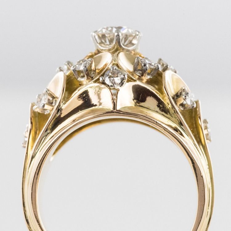Bague Ancienne Dôme d'écailles Et De Diamants