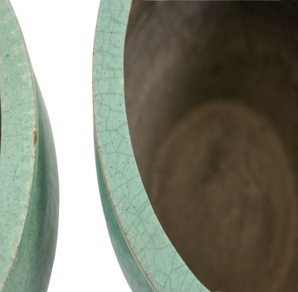 Pair of large glazed terra cotta planters. 1950s.LS6557309P