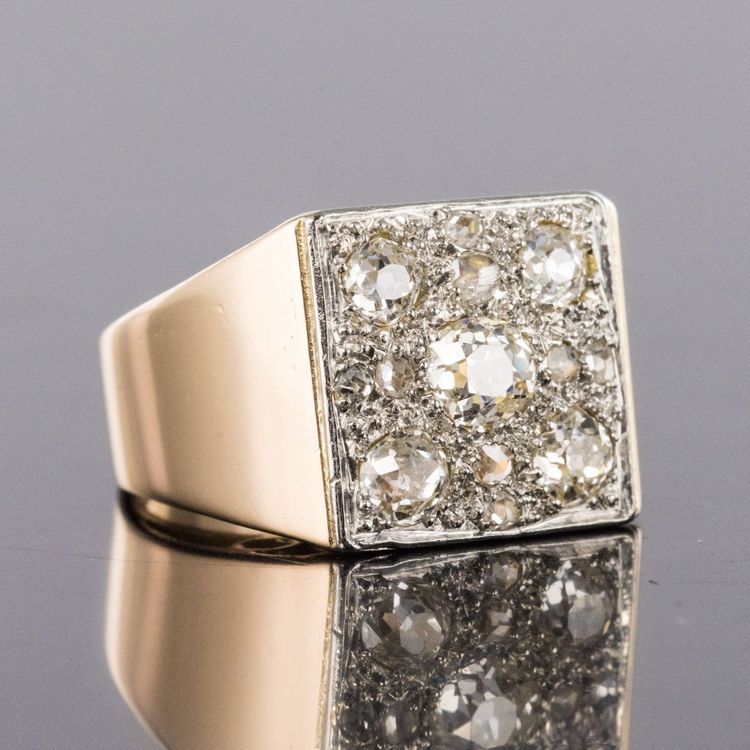 Art Deco Ring mit Diamanten besetzt
