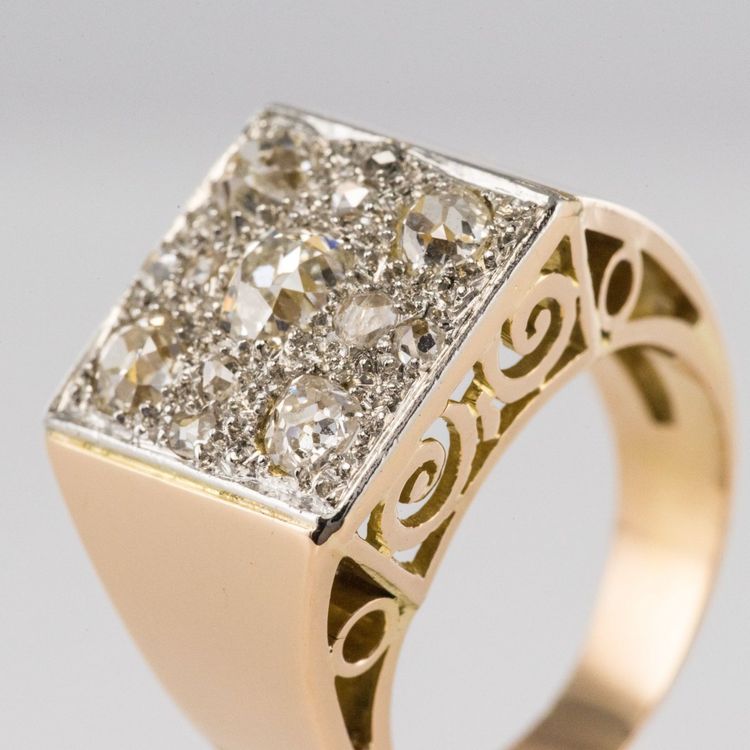 Art Deco Ring mit Diamanten besetzt