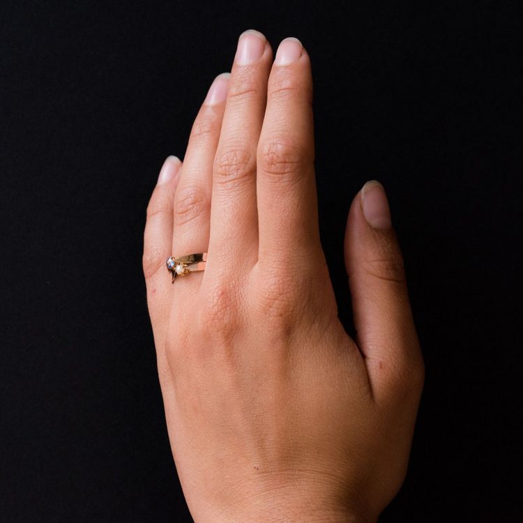 Antiker Ring Roségold Du Und Ich Feine Perle Saphir