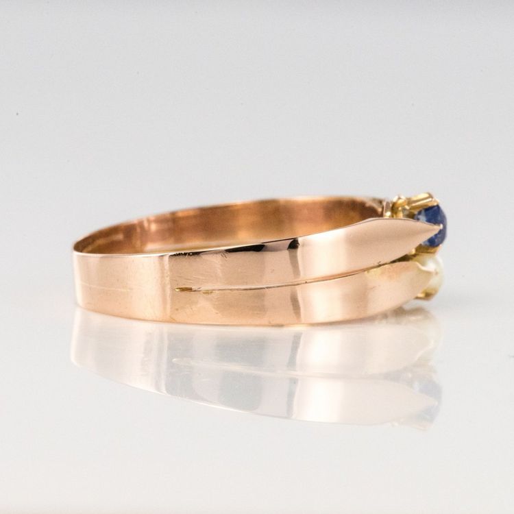 Antiker Ring Roségold Du Und Ich Feine Perle Saphir
