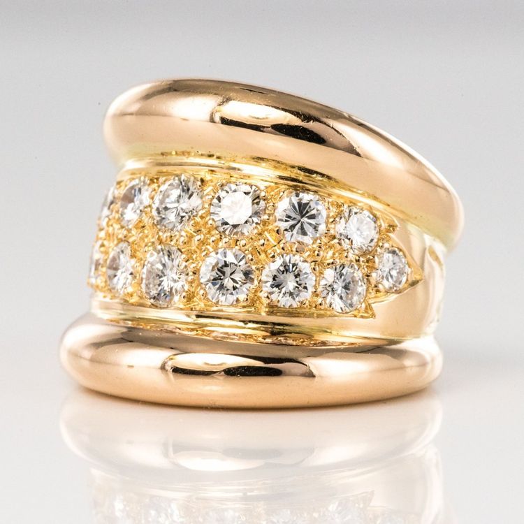 Bague Massive Godrons Pavé De Diamant