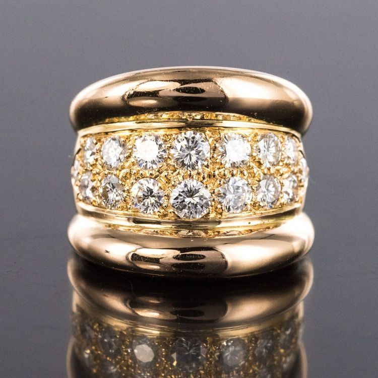 Bague Massive Godrons Pavé De Diamant