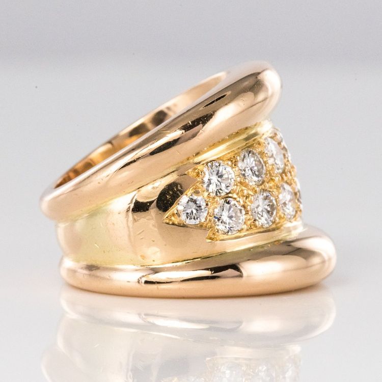 Bague Massive Godrons Pavé De Diamant