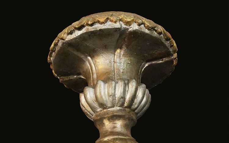 Pair of gilt and silver wood torches Louis XIV period