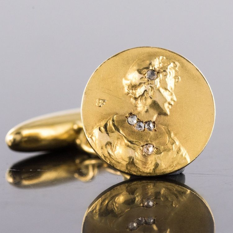 Alte Manschettenknöpfe Jugendstil Gold Und Diamanten