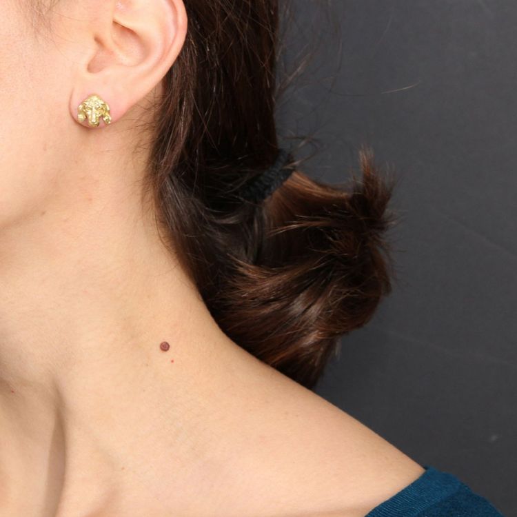 Old Gold Fox And Dog Ear Studs