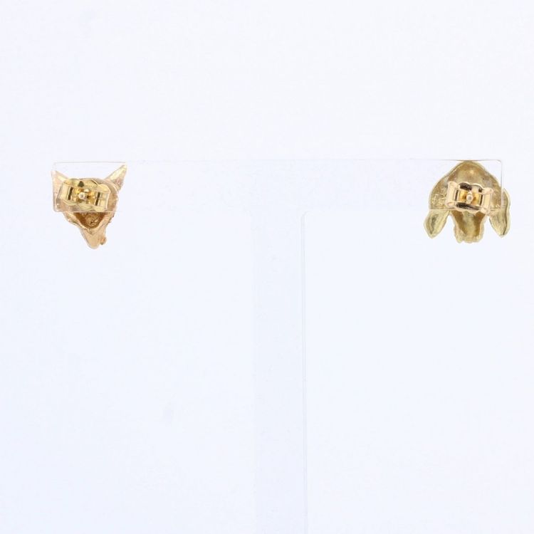 Old Gold Fox And Dog Ear Studs