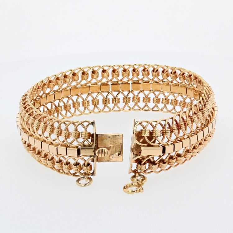 Bracelet Mailles Articulées Or Jaune