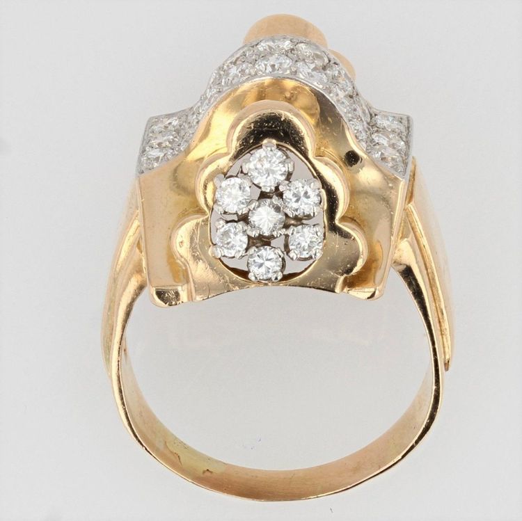 Bague Tank Nœud d'Or Et De Diamants