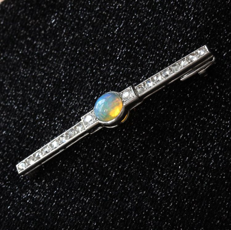 Antike Brosche Opal Und Diamanten Art Deco