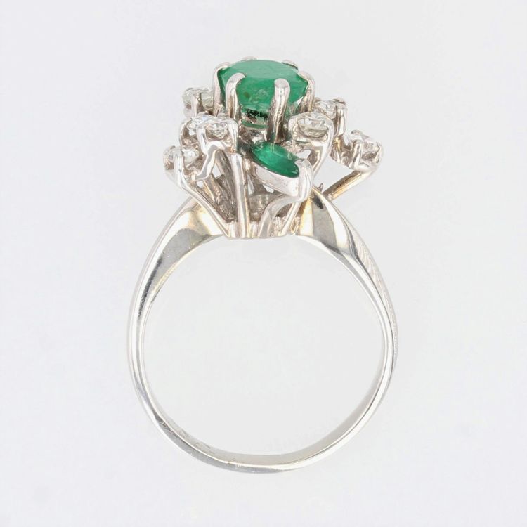 Anello vintage con smeraldo e diamante