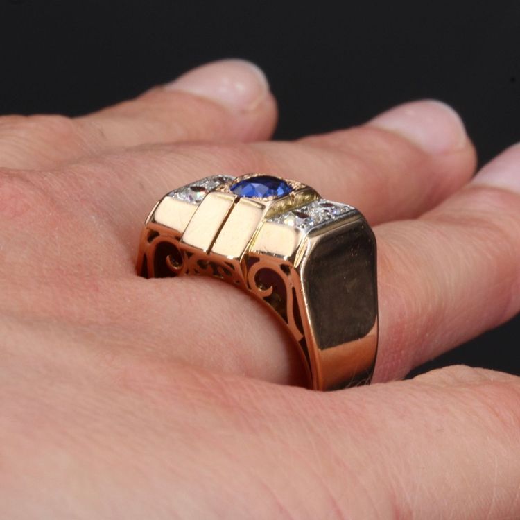 Bague Tank Saphir Diamants