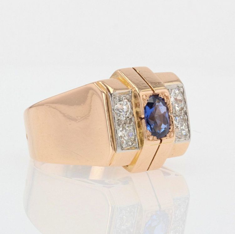Bague Tank Saphir Diamants