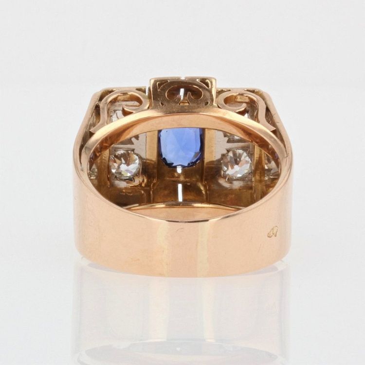 Bague Tank Saphir Diamants