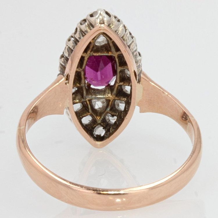 Antiker Ring Marquise Granat Und Diamanten