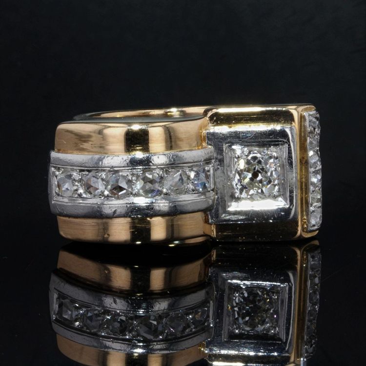 Bague Tank Diamants Asymétrique