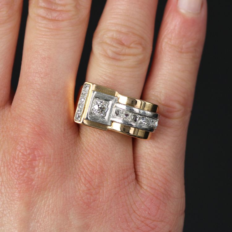 Bague Tank Diamants Asymétrique