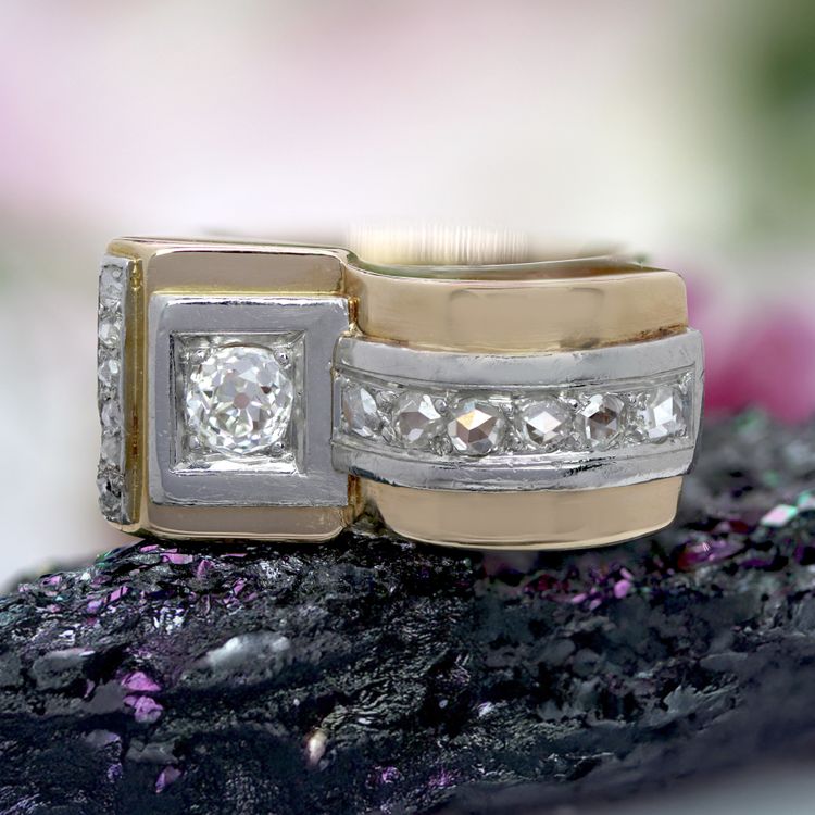 Bague Tank Diamants Asymétrique