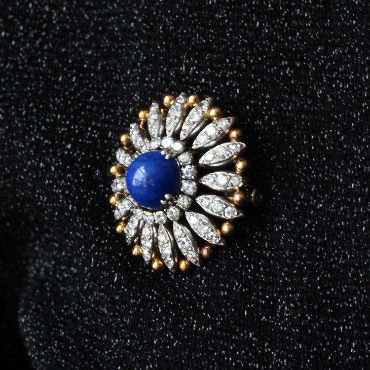 Antike Lapislazuli- und Diamantbrosche