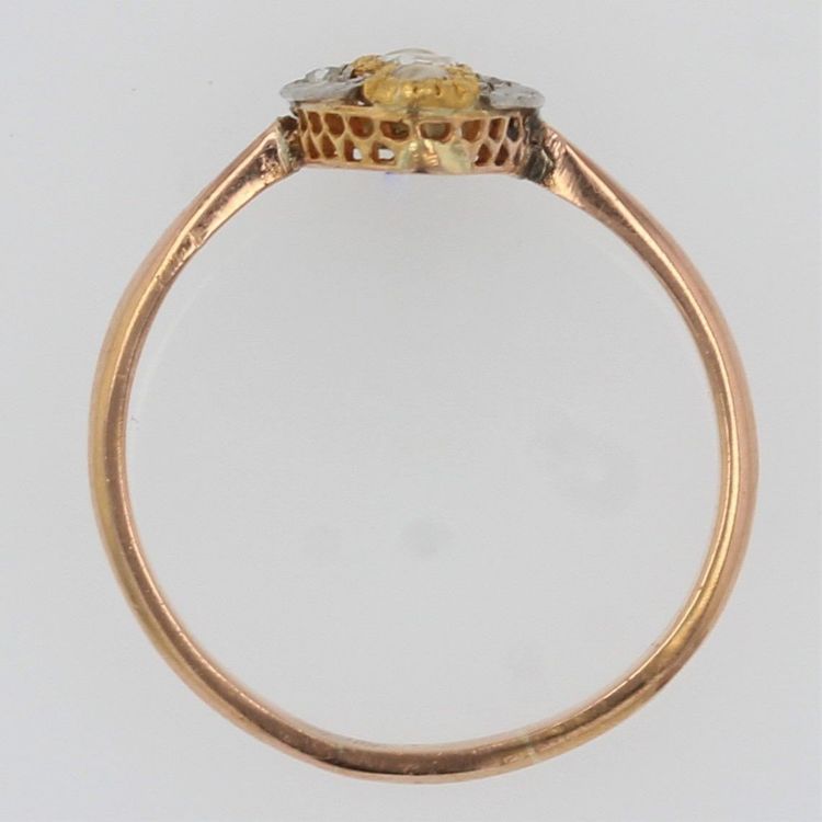 Antiker Marquise-Ring mit feinen Perlen und Diamanten