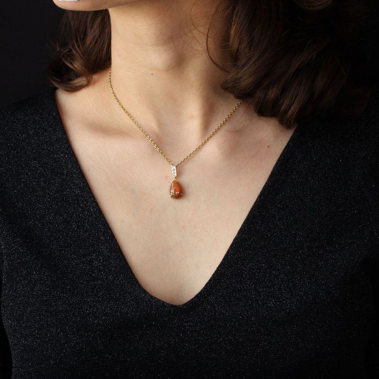 Opal And Diamonds Pendant