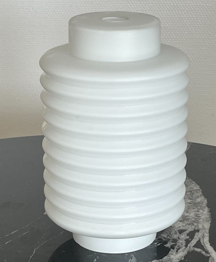 Table Lamp Tripod Base Brass Opaline Glass Diffuser Italy 1970