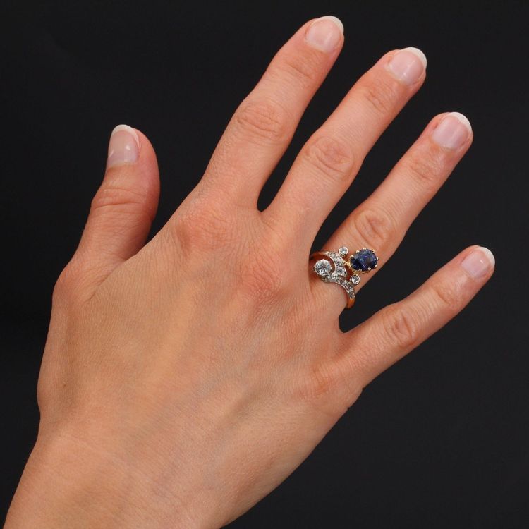 Antiker Saphir-Diamant-Herzoginring