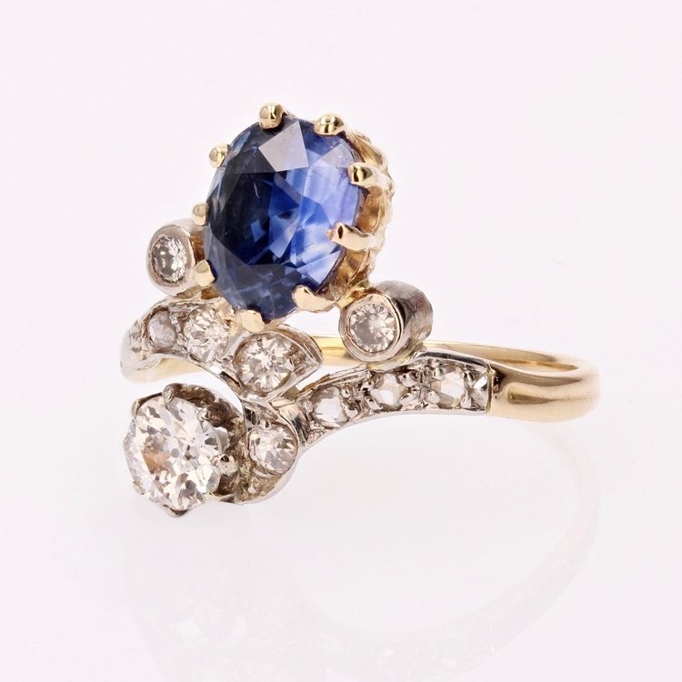 Antiker Saphir-Diamant-Herzoginring