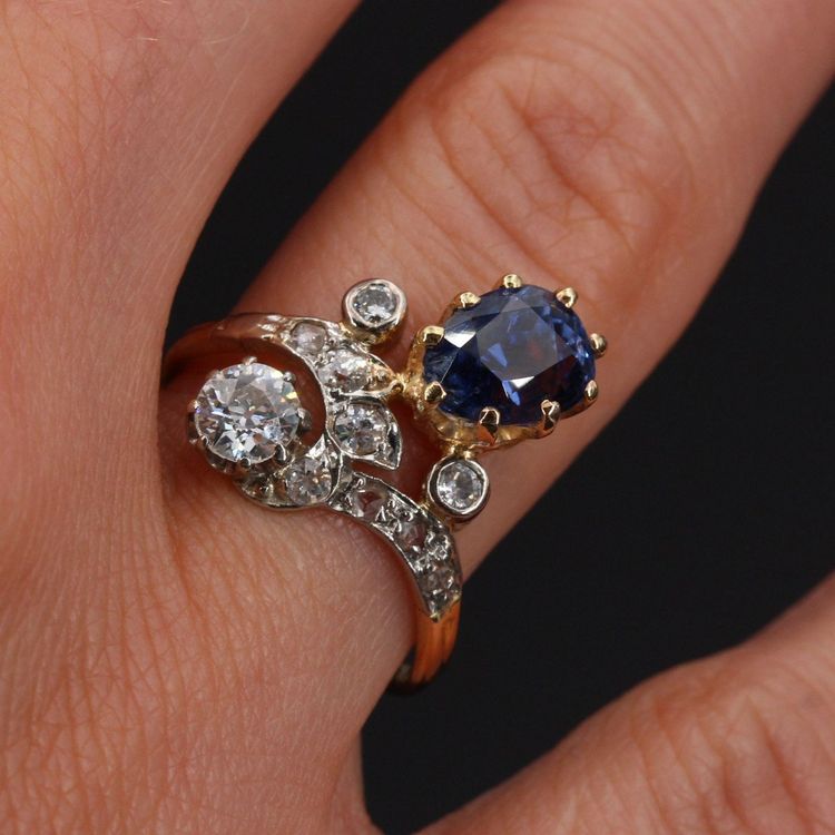 Antiker Saphir-Diamant-Herzoginring