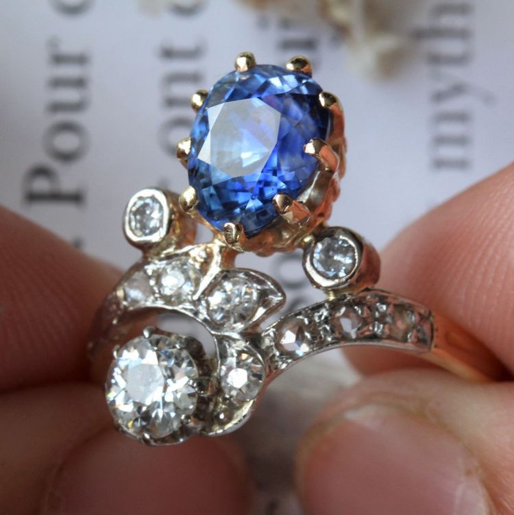 Antiker Saphir-Diamant-Herzoginring