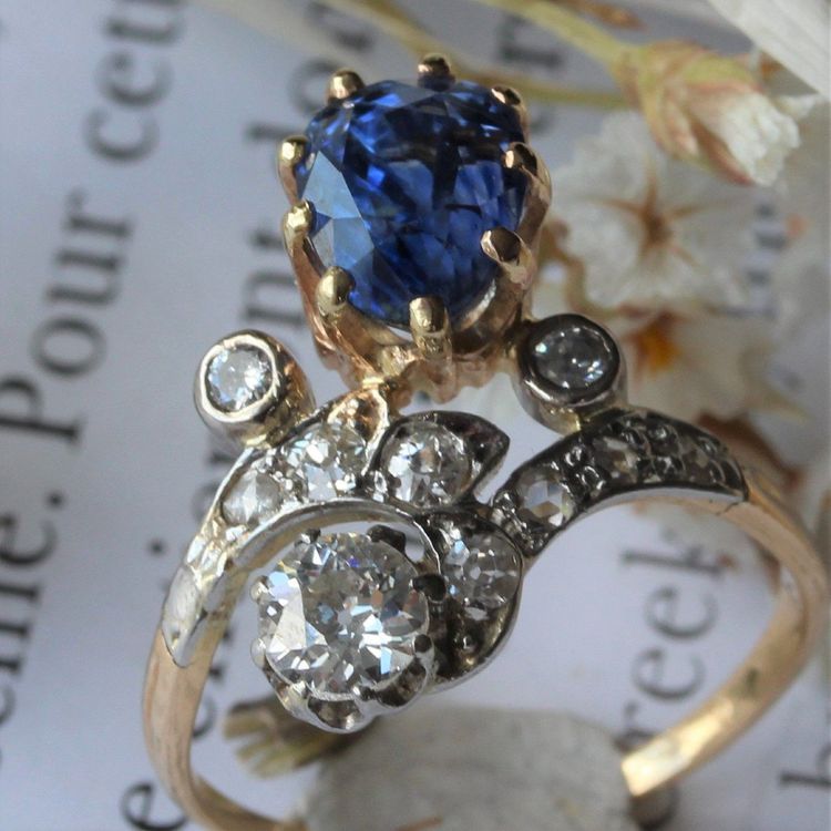 Antiker Saphir-Diamant-Herzoginring