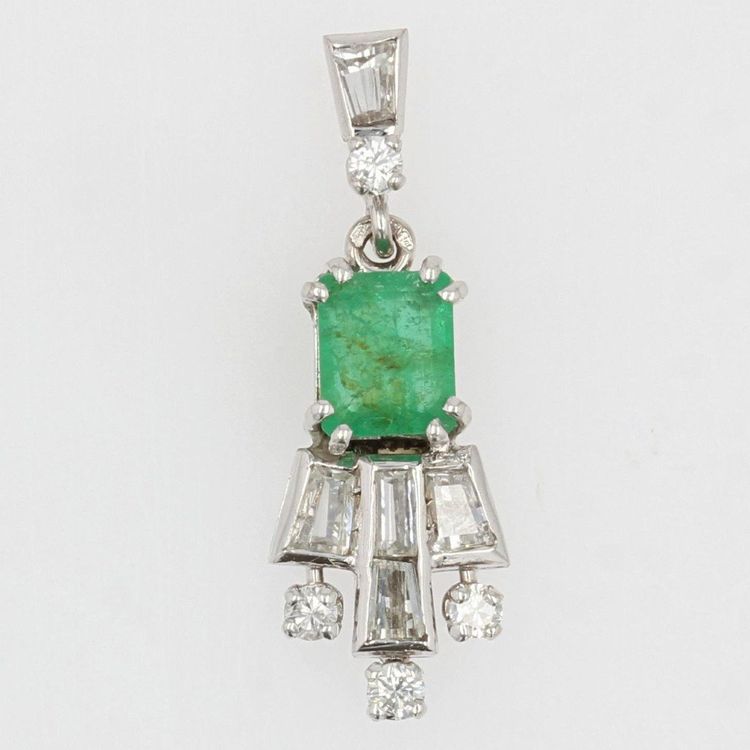Vintage Diamond Emerald Pendant