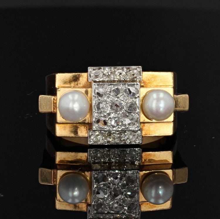 Fine Pearl Tank Diamond Ring