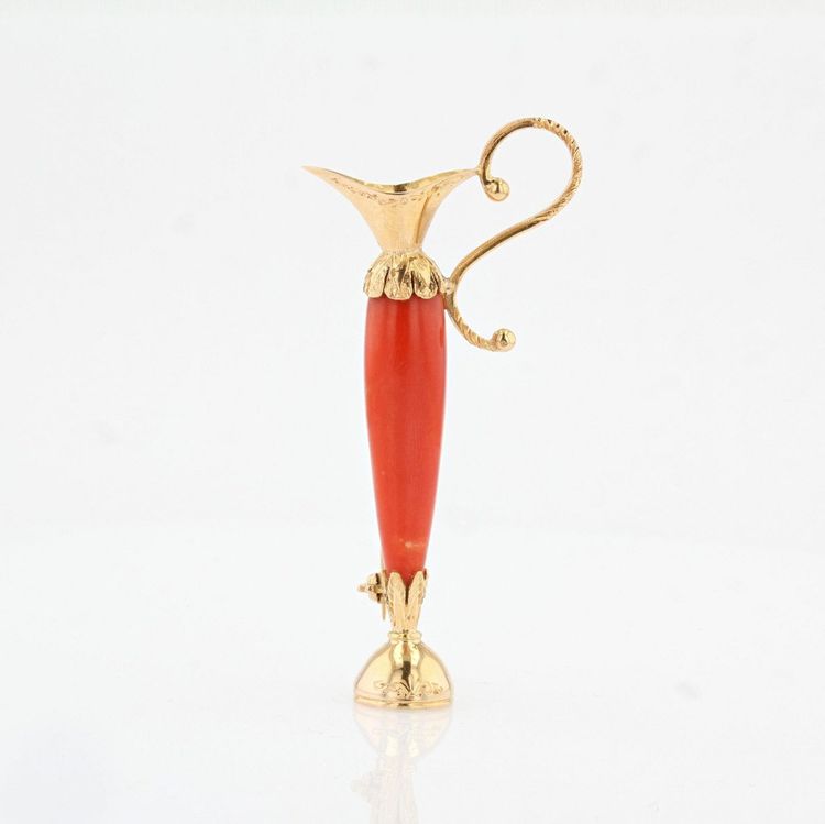 Broche Ancienne Corail Et Or