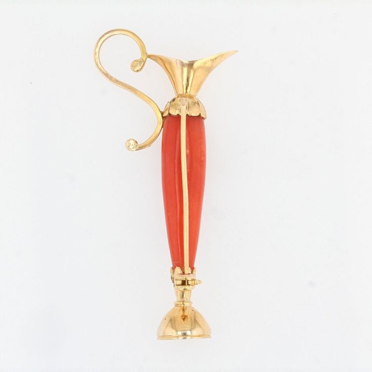 Broche Ancienne Corail Et Or