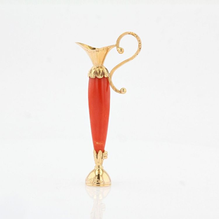 Broche Ancienne Corail Et Or
