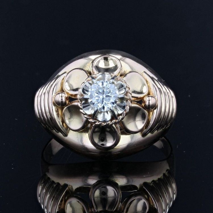 Anello vintage in oro rosa con diamanti
