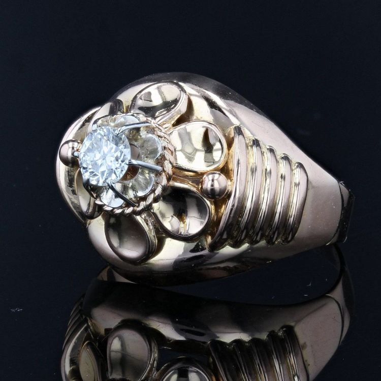 Anello vintage in oro rosa con diamanti