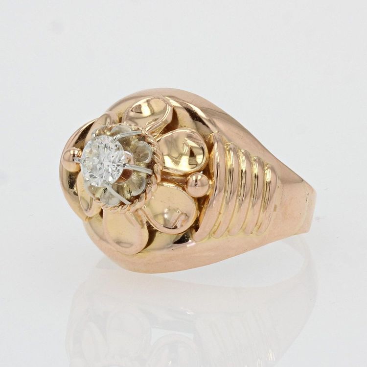 Anello vintage in oro rosa con diamanti