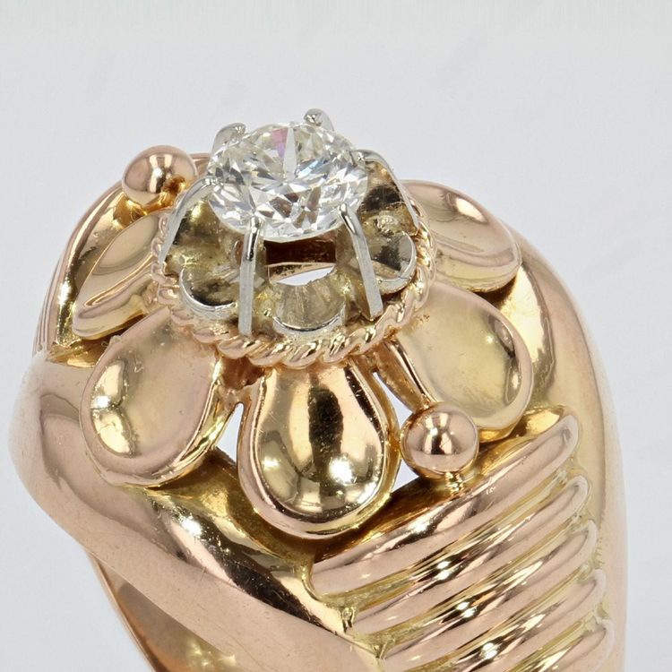 Anello vintage in oro rosa con diamanti