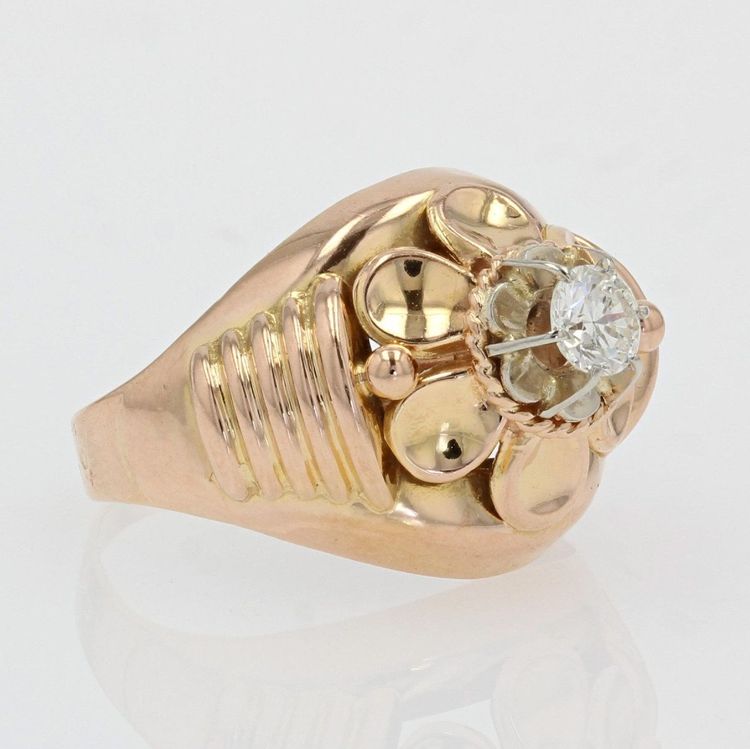Anello vintage in oro rosa con diamanti