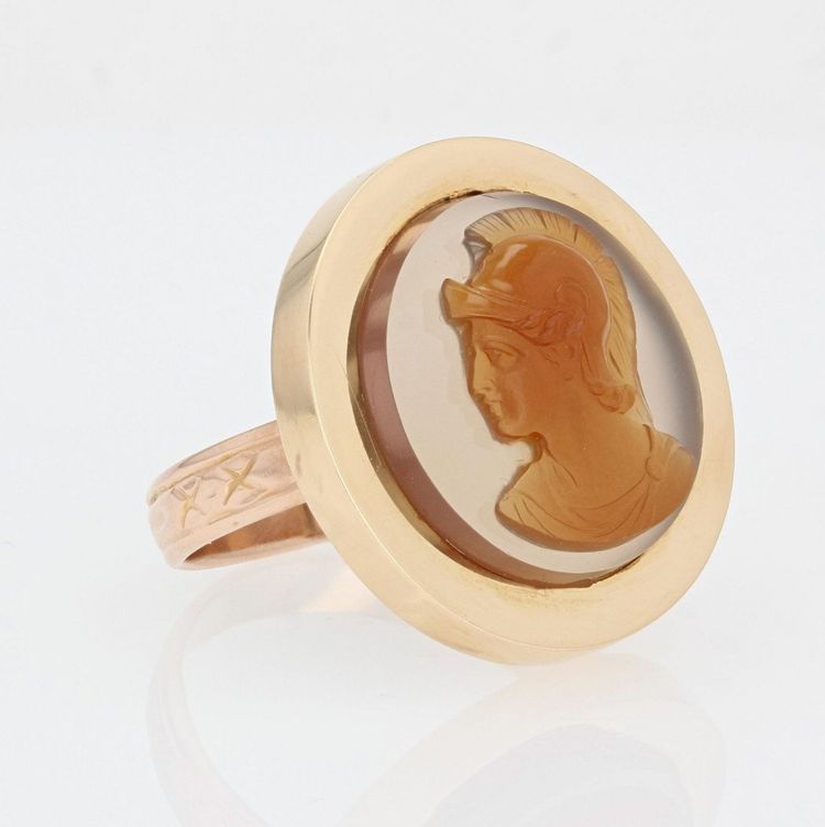 Bague Camée Sur Agate Ancienne