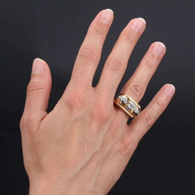 Vintage Tank Yellow Gold Diamond Ring