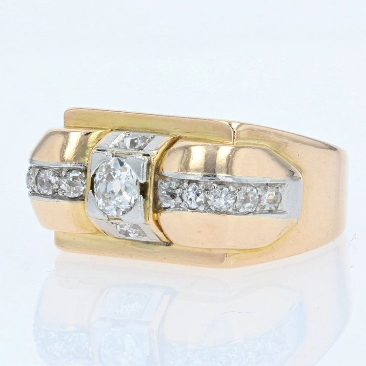 Vintage Tank Yellow Gold Diamond Ring
