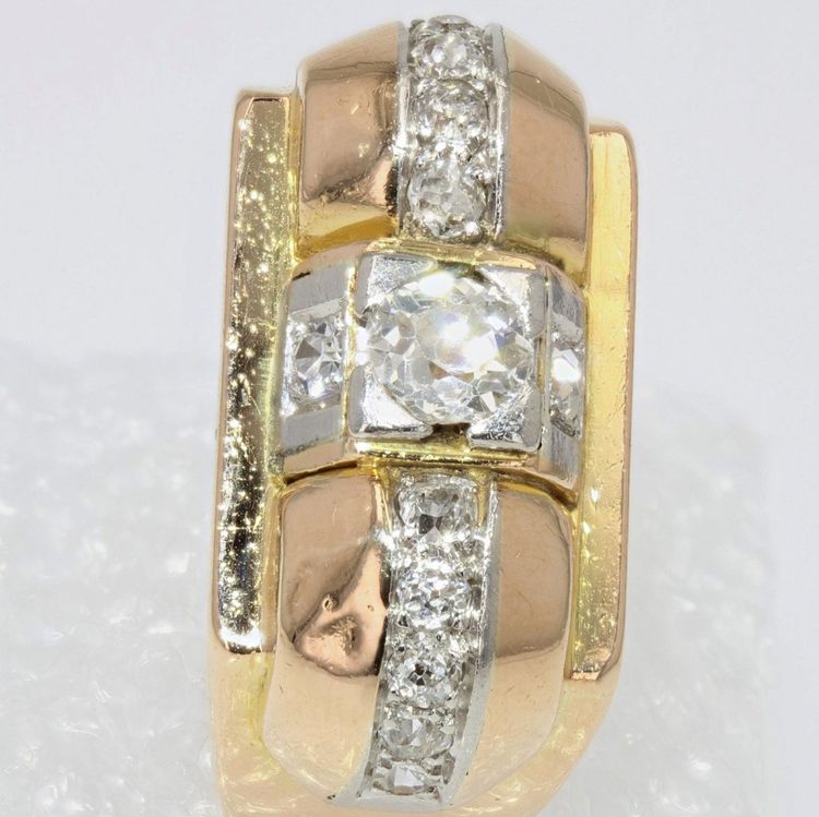 Vintage Tank Yellow Gold Diamond Ring