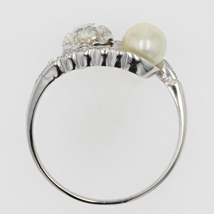 Antiker „You and Me“-Ring mit Perlen und Diamanten