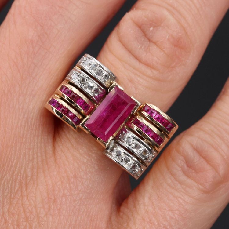Tankring mit Rubin und Diamant
